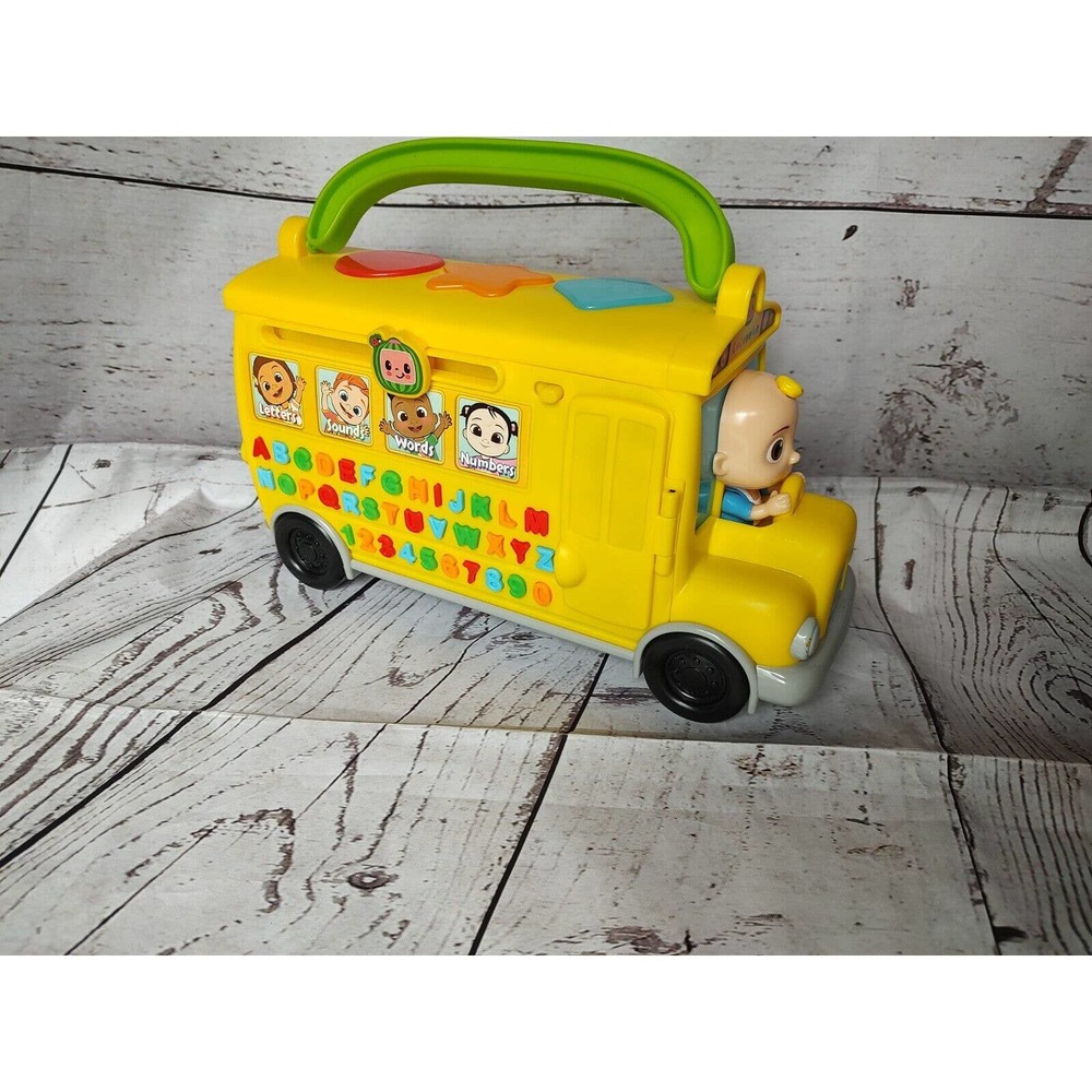 Cocomelon musical learning bus, number and letter recognition yellow school bus